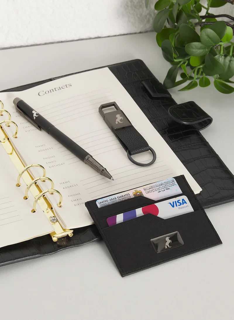 Robert Wood Genuine Leather Card Holder & Key Ring & Pen Gift Set